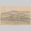 Drawing of the San Francisco sign on the hills outside of Tanforan Assembly Center (ddr-densho-392-9)