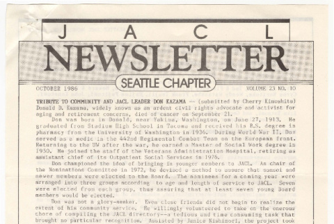 Seattle Chapter, JACL Reporter, Vol. 23, No. 10, October 1986 (ddr-sjacl-1-358)