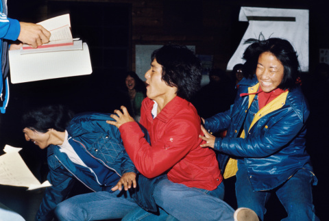 Campers playing around during icebreakers (ddr-densho-336-729)