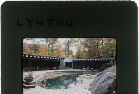 Exterior of the house and the pool at the Lynton project (ddr-densho-377-442)