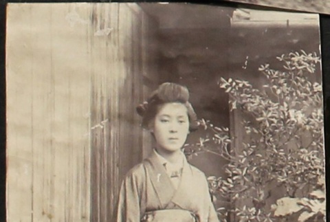 Japanese woman wearing a kimono (ddr-densho-259-94)