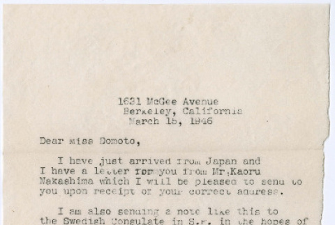 Letter from Kaneji Domoto to Wakako Domoto (ddr-densho-329-877)