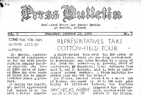 Poston Press Bulletin Vol. V No. 8 (October 15, 1942) (ddr-densho-145-134)