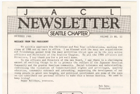 Seattle Chapter, JACL Reporter, Vol. 23, No. 12, December 1986 (ddr-sjacl-1-360)