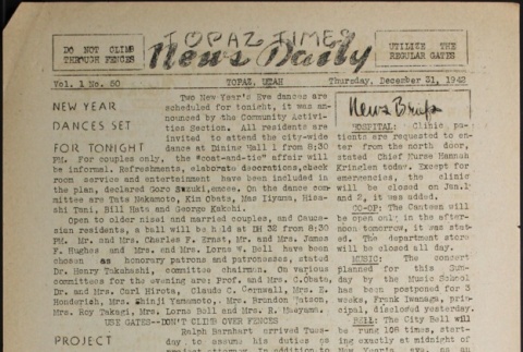Topaz Times Vol. I No. 50 (December 31, 1942) (ddr-densho-142-61)