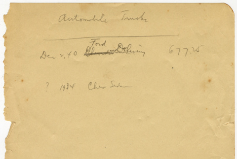 Note with names of two trucks (ddr-densho-423-307)