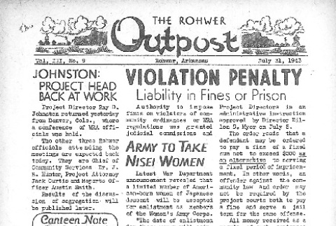 Rohwer Outpost Vol. III No. 9 (July 31, 1943) (ddr-densho-143-84)