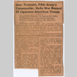 Article titled: Gen. Truscott, Fifth Army's Commander, Hails War Record Of Japanese American Troops (ddr-densho-539-99)