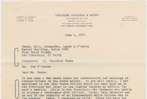 Letter regarding the effort to pardon Iva Toguri d'Aquino (ddr-densho-338-126)