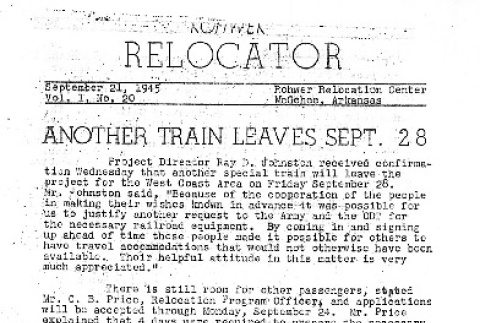 Rohwer Relocator Vol. I No. 20 (September 21, 1945) (ddr-densho-143-304)