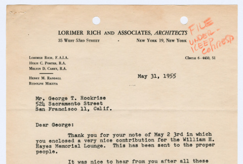 Letter from Lorimer Rich to George Rockrise (ddr-densho-335-61)