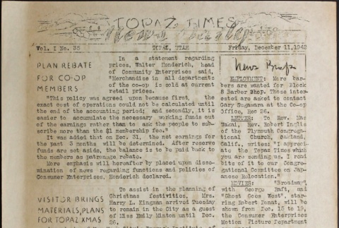 Topaz Times Vol. I No. 35 (December 11, 1942) (ddr-densho-142-45)