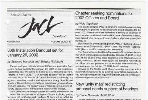 Seattle Chapter, JACL Reporter, Vol. 38, No. 10, October 2001 (ddr-sjacl-1-494)