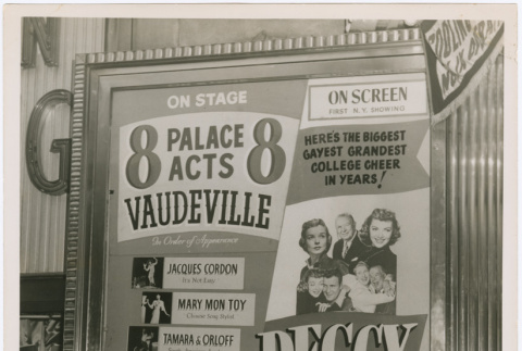 Sign advertising eight Vaudeville acts, including Mary Mon Toy (ddr-densho-367-74)