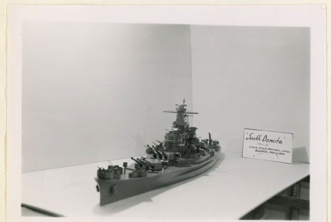 Port side view of South Dakota ship model (ddr-densho-37-1365)