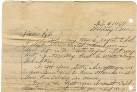 Letter from Tatsuo Inouye to Lili Inouye (ddr-densho-394-11)