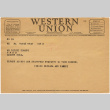 Western Union Telegram to Toichi Domoto from Yoshio Isokawa and Family (ddr-densho-329-667)
