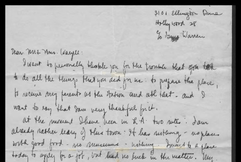 Letter from Tom Yamamoto to Mr. and Mrs. Waegell, 1945 (ddr-csujad-55-51)