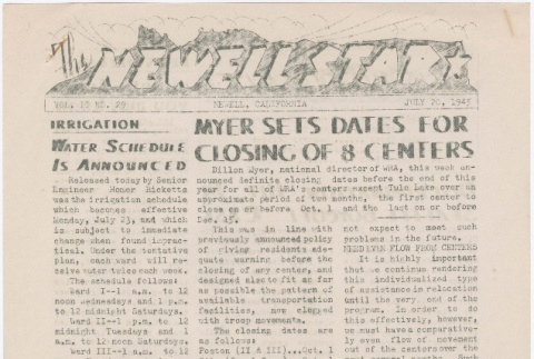 The Newell Star, Vol. II, No. 29 (July 20, 1945) (ddr-densho-284-77)