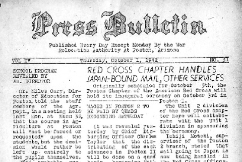 Poston Press Bulletin Vol. IV No. 31 (October 1, 1942) (ddr-densho-145-122)