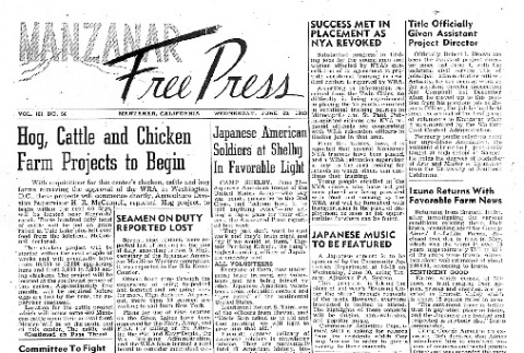 Manzanar Free Press Vol. III No. 50 (June 23, 1943) (ddr-densho-125-142)