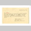 Note from Local Board No. 277, Selective Service System, to George Naohara, December 11, 1944 (ddr-csujad-38-572)
