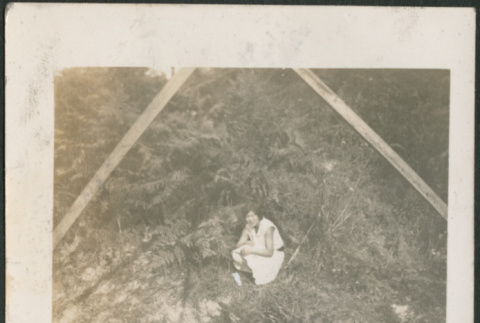 Woman by pond (ddr-densho-316-301)