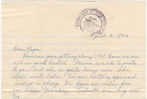 Letter to Kinuta Uno at Fort Missoula (ddr-densho-324-6)