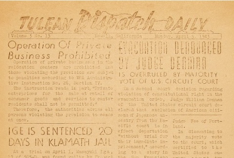 Tulean Dispatch Vol. 5 No. 13 (April 5, 1943) (ddr-densho-65-194)