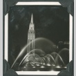 Night view of a tower and fountain at the Golden Gate International Exposition (ddr-densho-300-174)