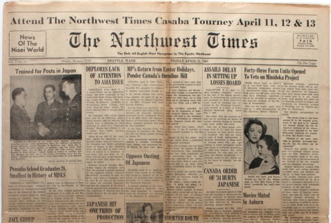The Northwest Times Vol. 1 No. 27 (April 11,1947) (ddr-densho-229-13)