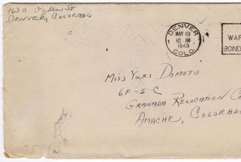 Letter to Yuri Domoto from Sadame Nomi (ddr-densho-356-328)