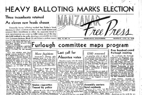 Manzanar Free Press Vol. II No. 15 (August 24, 1942) (ddr-densho-125-51)