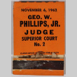 George W. Phillips, Jr. campaign matches (ddr-densho-433-933)