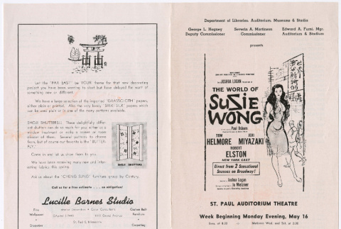Program from Production of The World of Suzie Wong at the St. Paul Auditorium Theatre in St. Paul (ddr-densho-367-249)