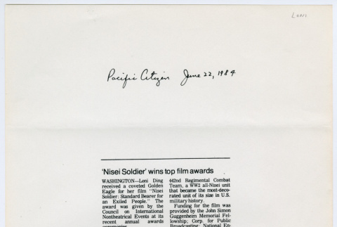 Pacific Citizen Nisei Soldier clipping (ddr-densho-1007-1013)