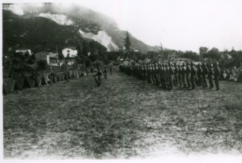 Group drill near mountain (ddr-densho-1007-866)