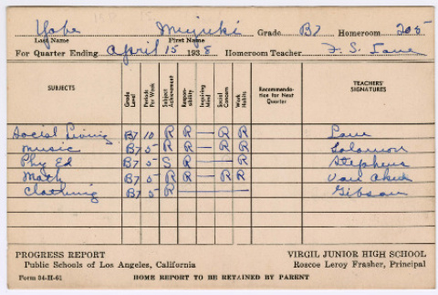 Report Card (ddr-ohs-1-30)