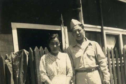 Frank Takao with his mother (ddr-densho-22-348)