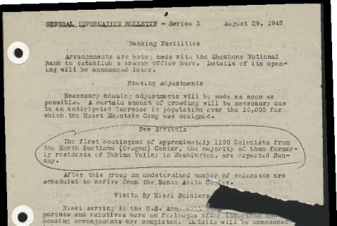 General information bulletin (Cody, Wyo.), series 3 (August 29, 1942) (ddr-csujad-55-638)