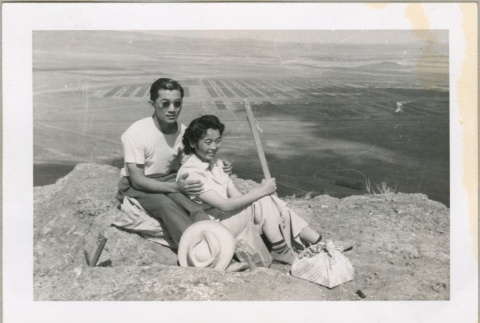 John and Suzy Fukuyama at the top of Castle Rock (ddr-densho-300-15)