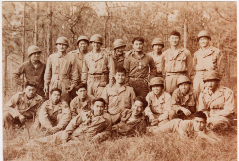 Group of men in uniform from Company M of the 442nd (ddr-densho-539-21)