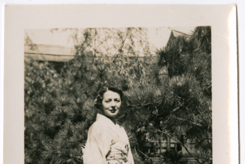 Woman in kimono in garden at Japanese Pavilion at the Golden Gate International Exposition (ddr-densho-426-2000)