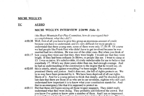 Michi Weglyn interview (side 3), February 20, 1998 (ddr-csujad-24-207)