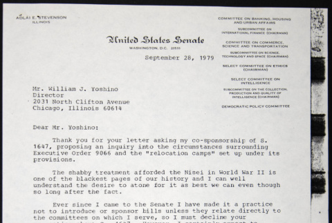 Letter to William Yoshino from Adlai Stevenson (ddr-chijacl-1-420)