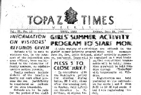 Topaz Times Vol. XI No. 19 (June 22, 1945) (ddr-densho-142-413)