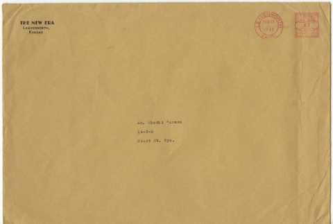 Envelope from Leavenworth, Kansas (ddr-densho-333-64)