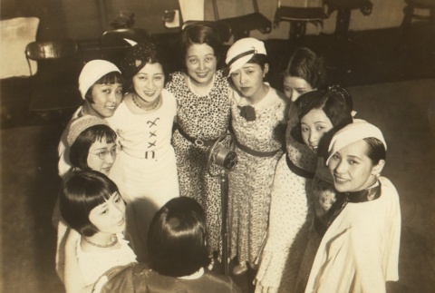 Takiko Mizunoe and other women in a recording studio (ddr-njpa-4-740)
