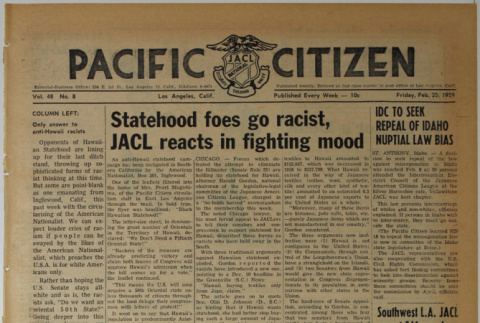 Pacific Citizen, Vol. 48, No. 8 (February 20, 1959) (ddr-pc-31-8)