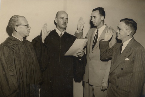 Chief justice observing swearing-in of two lower court judges (ddr-njpa-2-975)